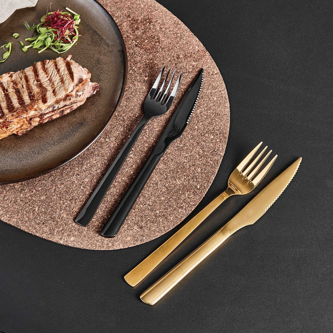 Steaksæt, 8 dele - guldfarvet